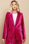 velvet pleated fuchsia blazer