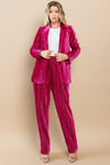 velvet pleated fuchsia blazer