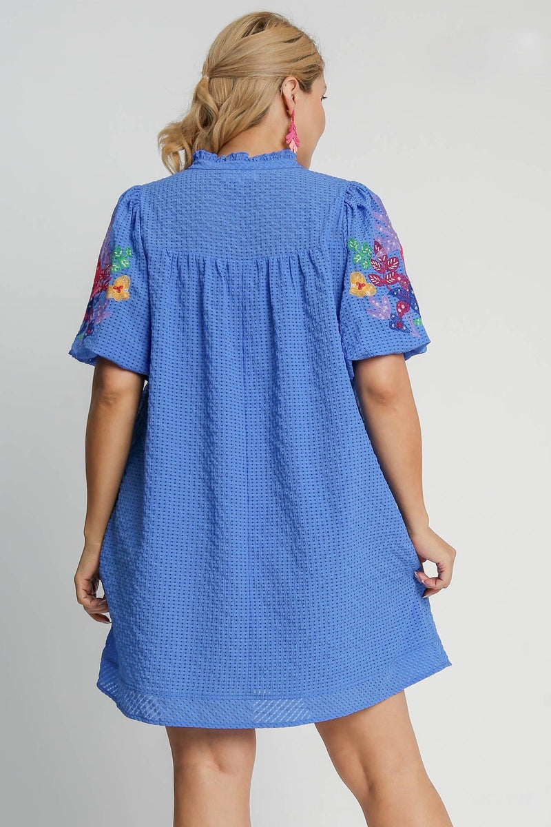 Seaside Florals Blue Babydoll Dress