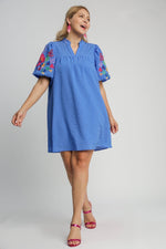 Seaside Florals Blue Babydoll Dress