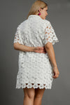 Umgee Plus off white floral lace button down dress with collar