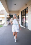 spring sequin stripe shirt dress