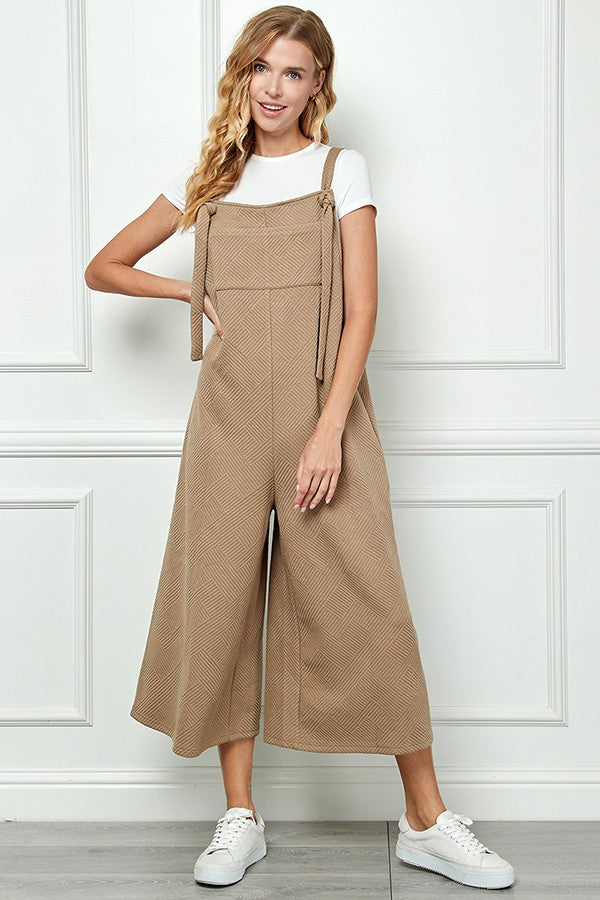 Women's cropped tan overalls