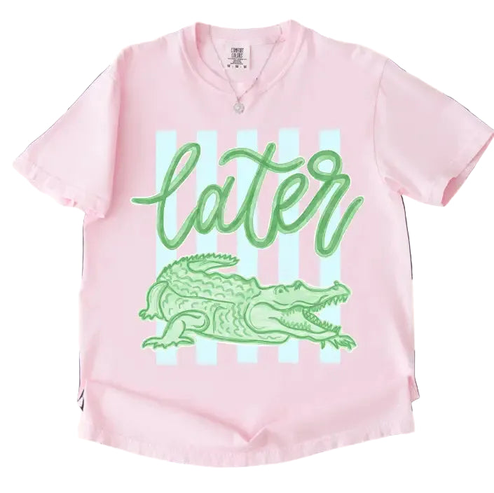 Womens "Later Gator" pink graphic tee