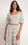 Z Supply Portia Vine top in sandstone with dark grey vine print