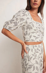 Z Supply Portia Vine top in sandstone with dark grey vine print