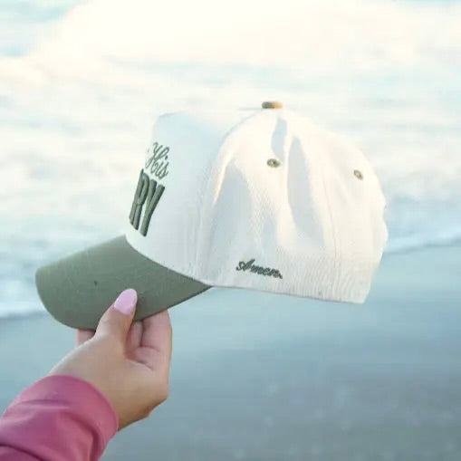 all for his glory olive beige trucker hat