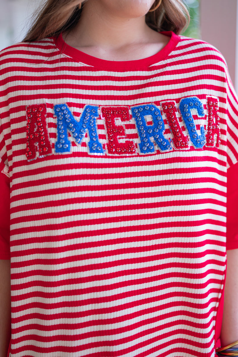 america patch letter oversized tee