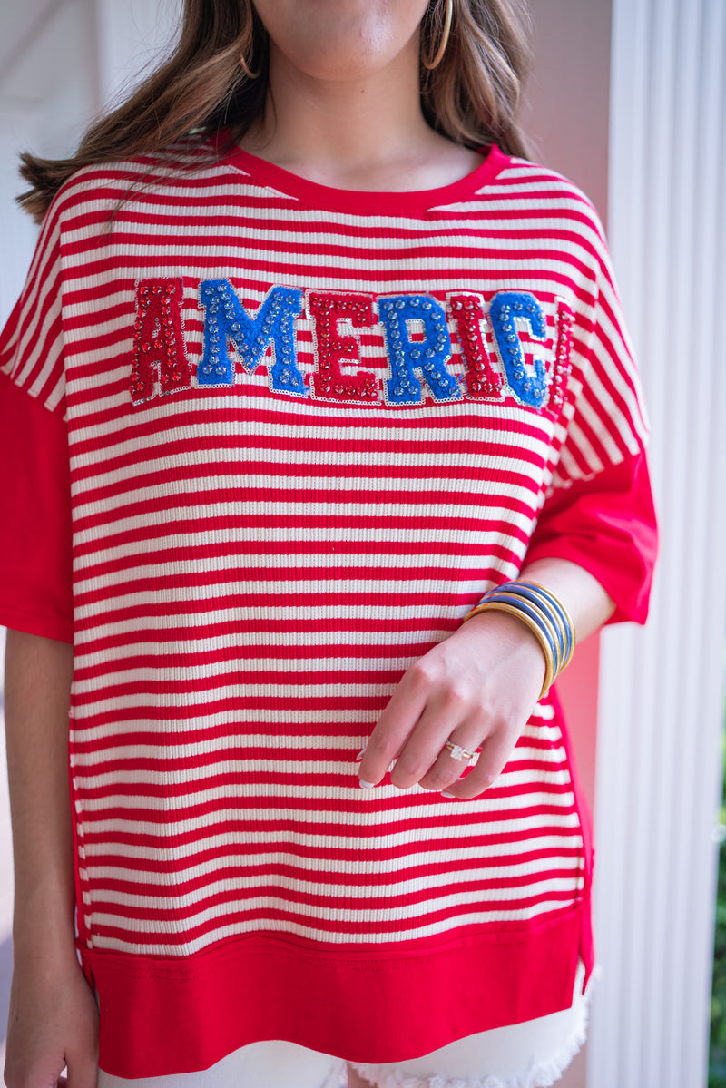 america patch letter oversized tee