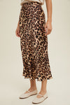 Wishlist Leopard print satin midi skirt