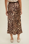 Wishlist Leopard print satin midi skirt