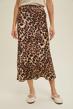 Wishlist Leopard print satin midi skirt