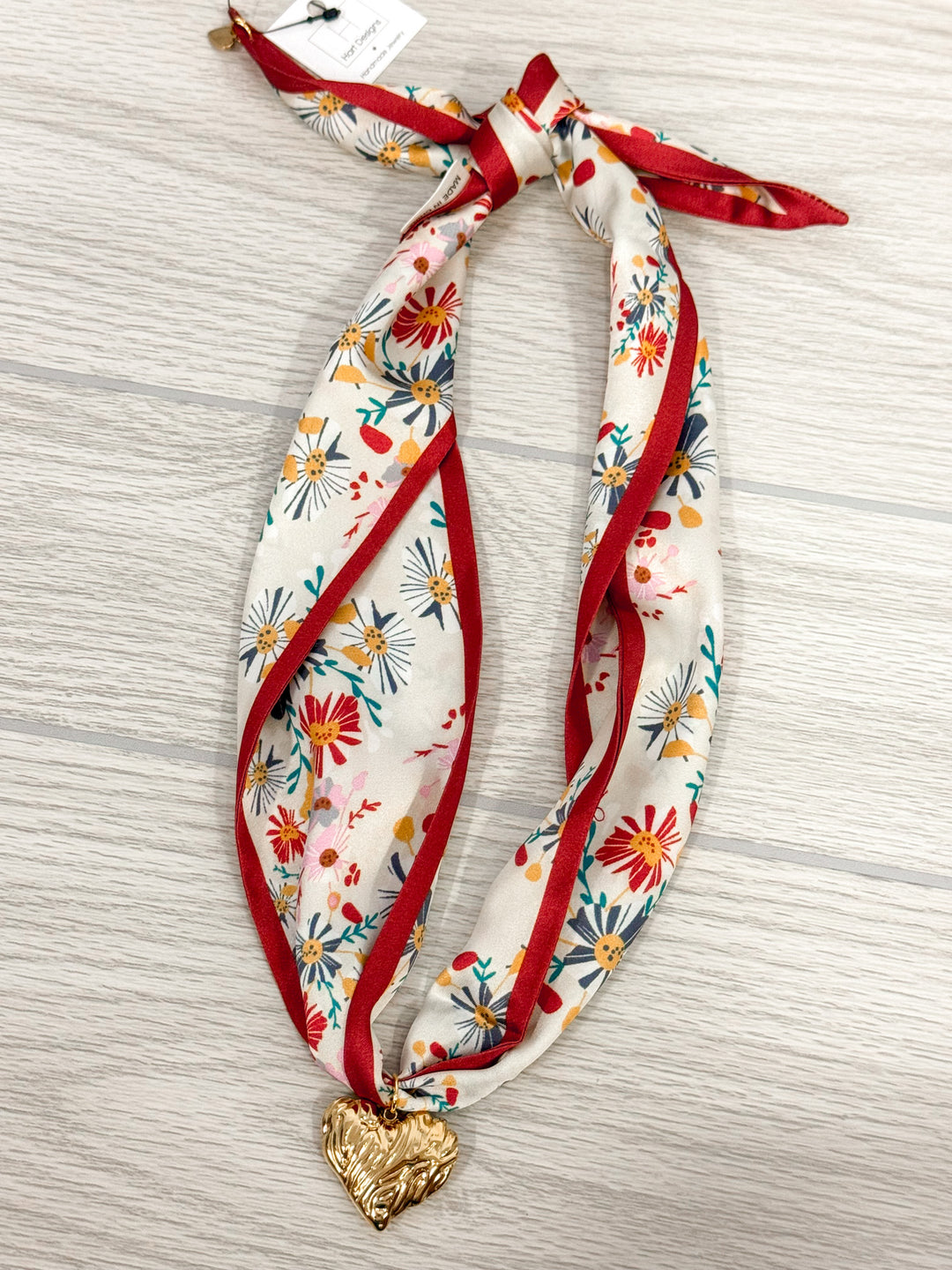 autumn floral scarf necklace