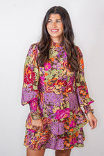 autumn floral printed fall dress