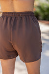 brown elastic waist casual cute shorts 