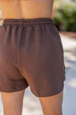 brown elastic waist casual cute shorts 