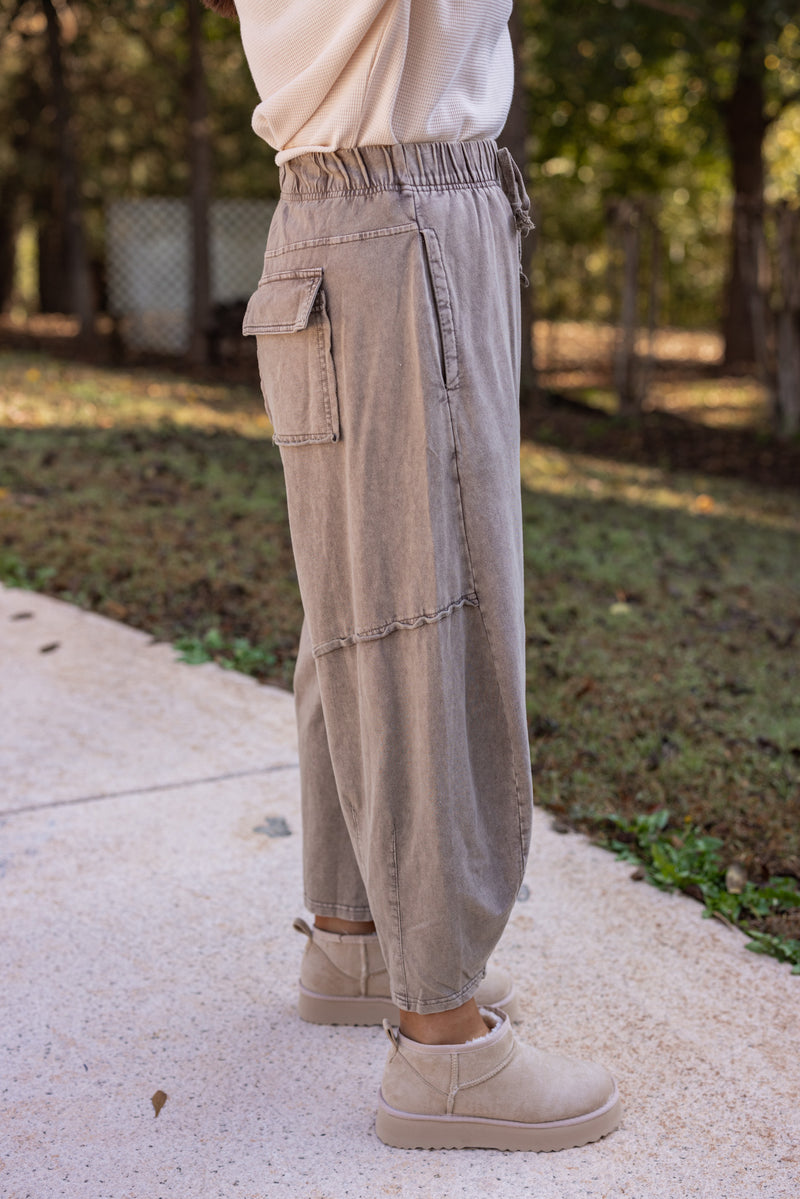 Washed Mocha Barrel Lounge Pants