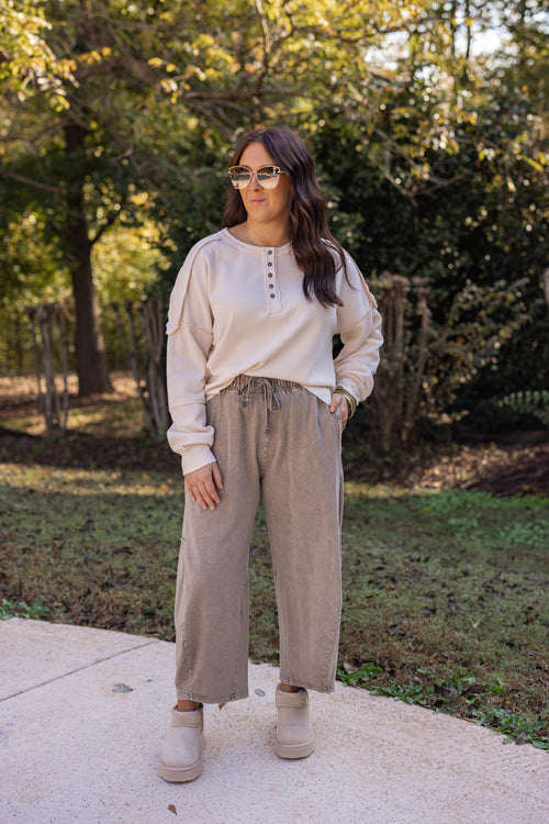 Washed Mocha Barrel Lounge Pants