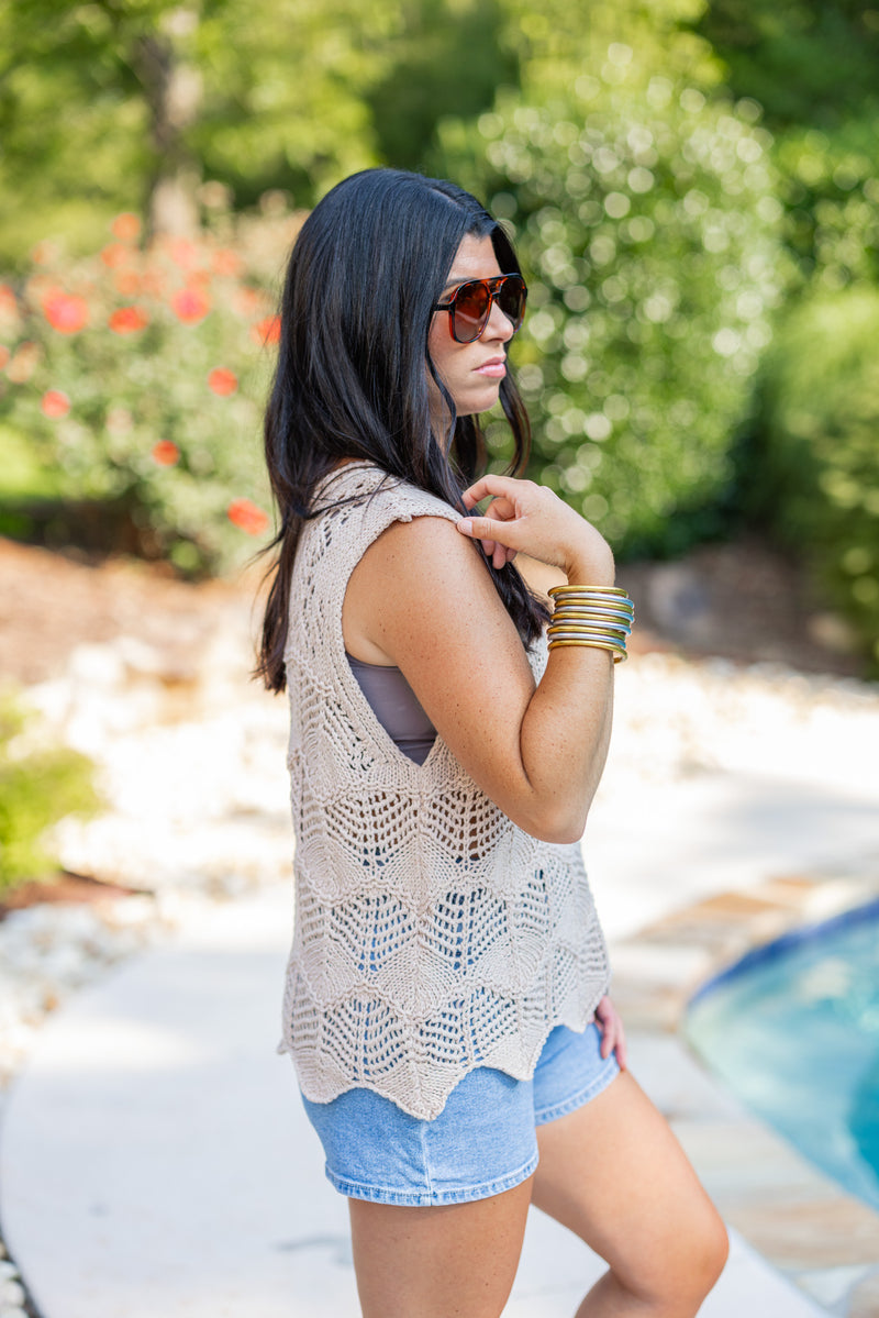 beachy crochet knit tank