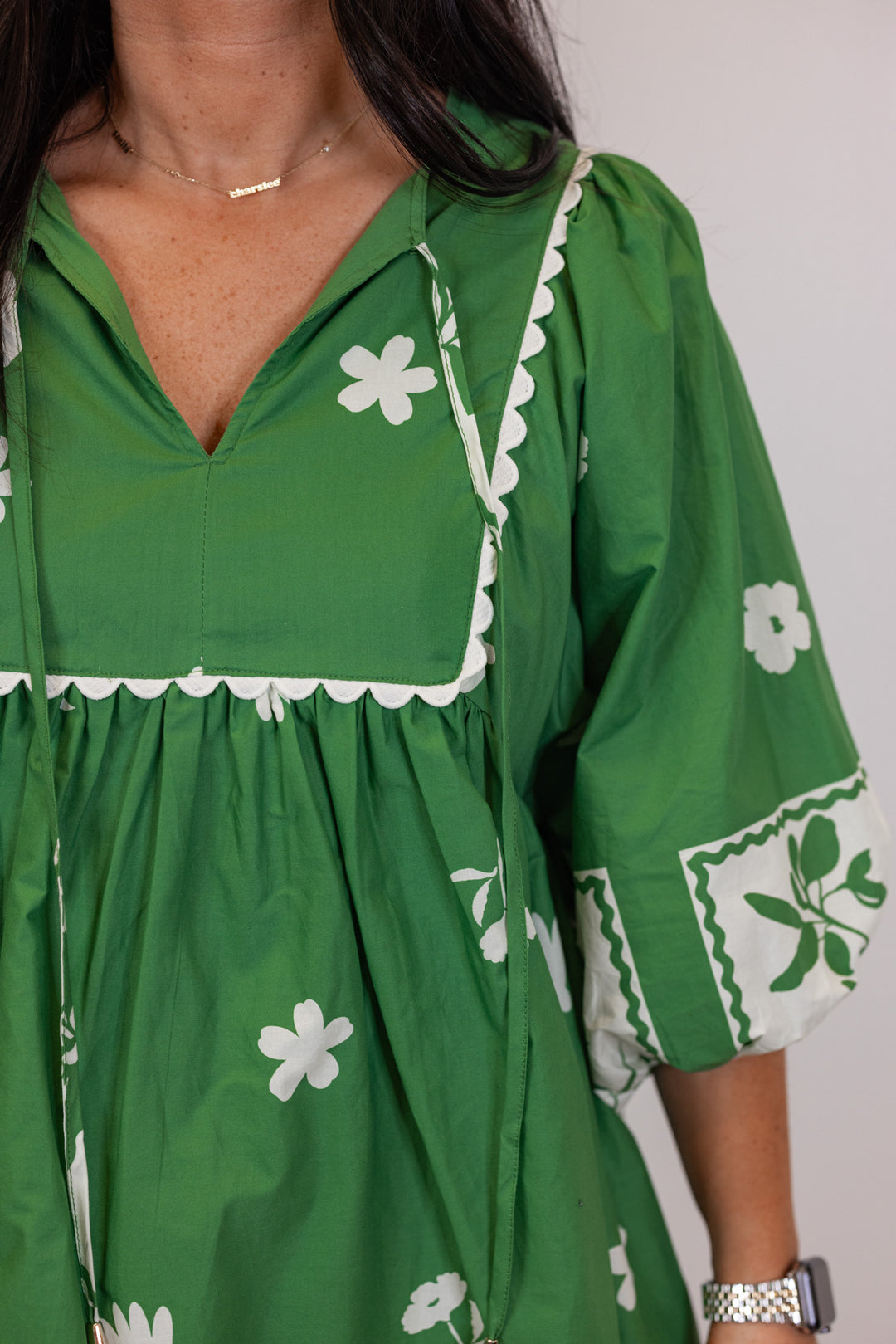 green white floral babydoll dress