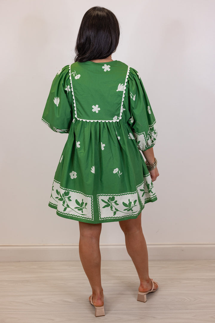 green white floral babydoll dress