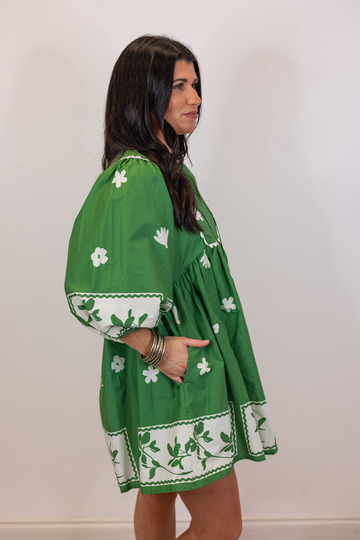 green white floral babydoll dress