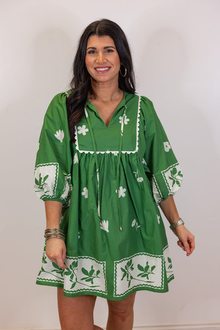 green white floral babydoll dress