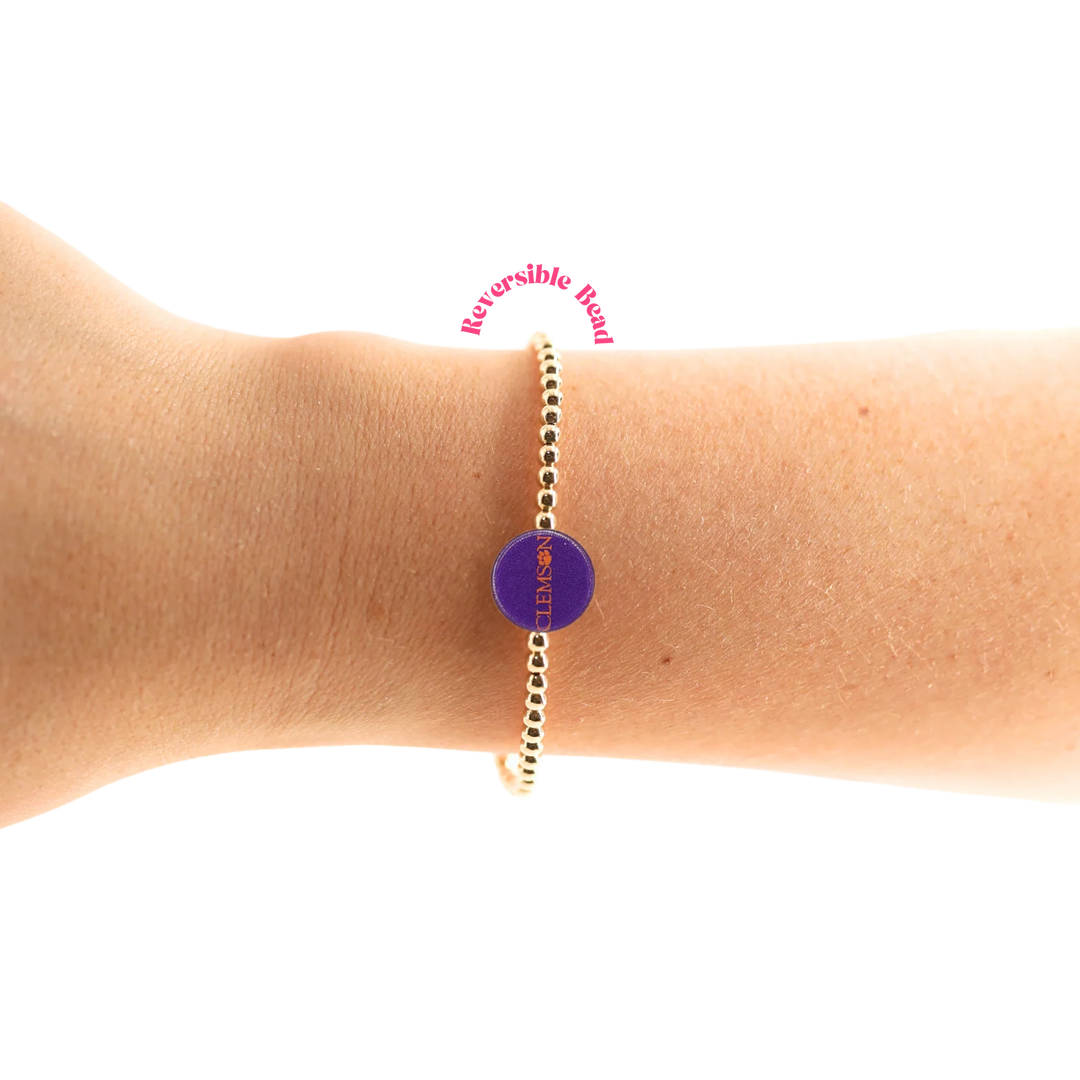 Beaded blondes clemson tigers beaded purple bracelet