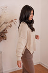 oatmeal cropped mock neck sweater