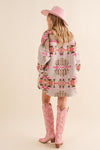 Beige multicolor aztec print lightweight jacket