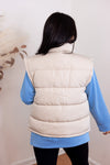 women's beige puffer vest