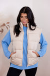 women's beige puffer vest