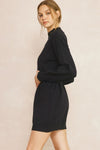 Entro Black sweater knit dress with belted waist