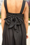 black bow back linen midi dress