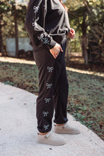 black bow embroidered sweatpant  joggers