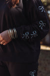 black bow embroidered sweatshirt