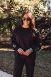 black bow embroidered sweatshirt