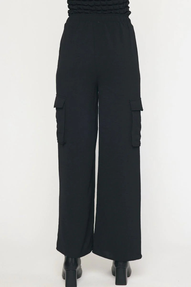 soft black cargo casual pants