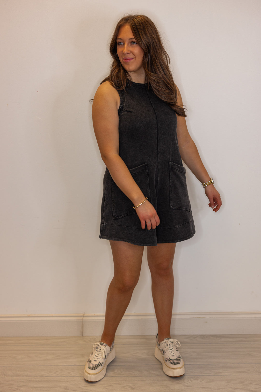 Mineral Washed Black Romper