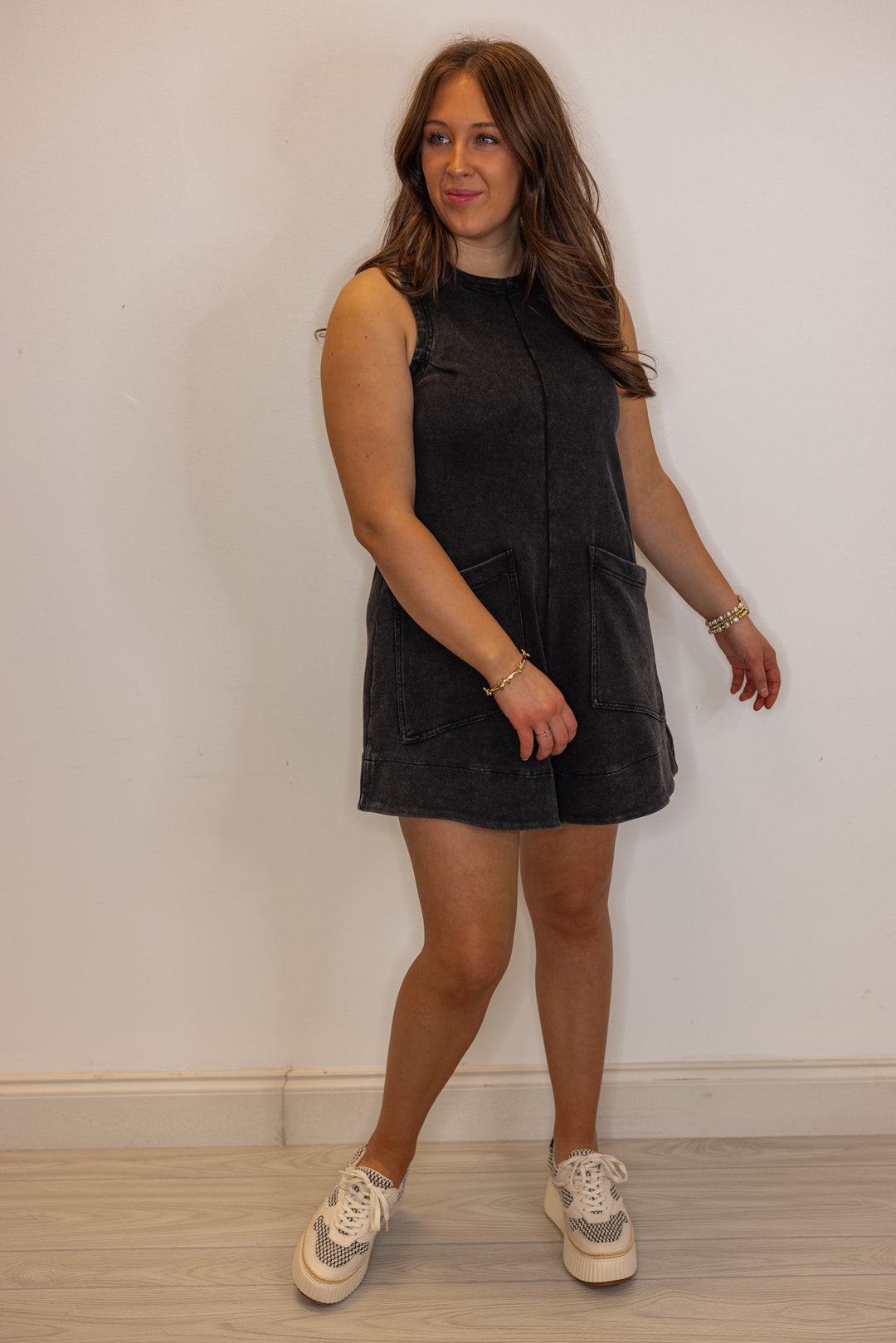 Mineral Washed Black Romper