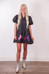 colorful sequin horse black babydoll dress