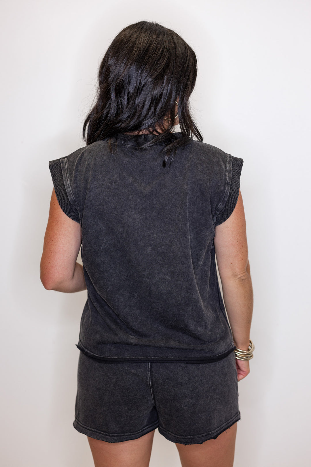 mineral washed black cotton set back