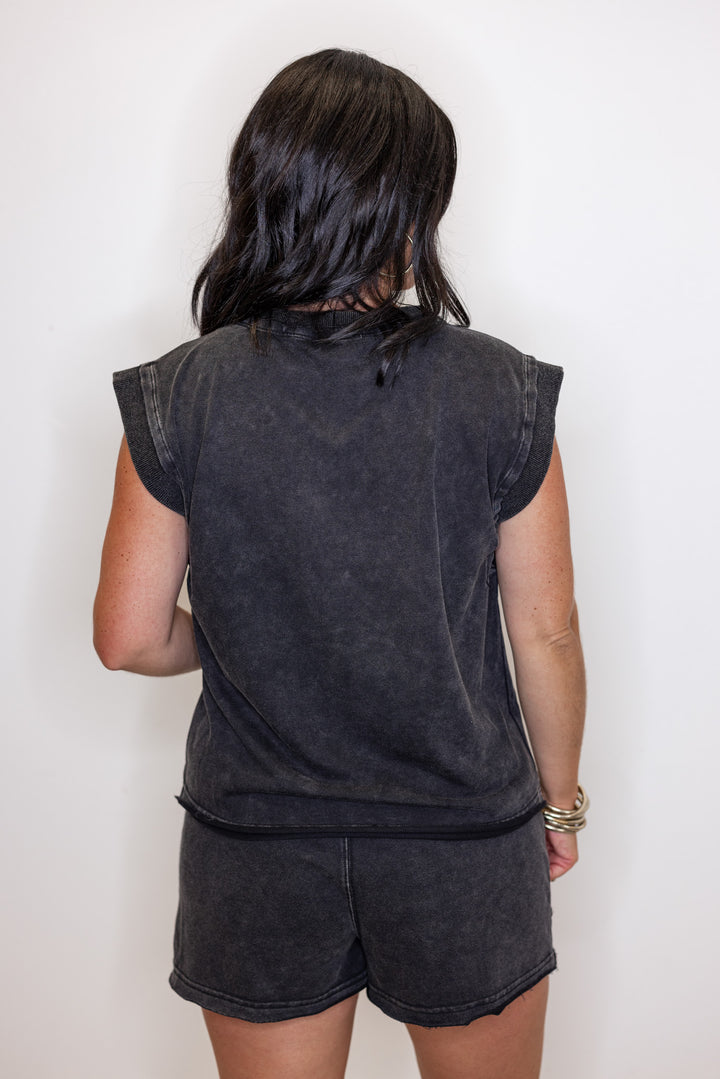 mineral washed black cotton set back