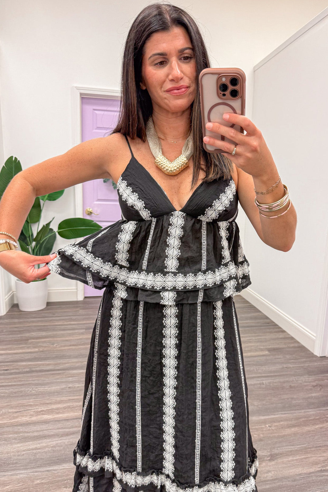 black with cream embroidered striped details sleeveless cropped peplum top