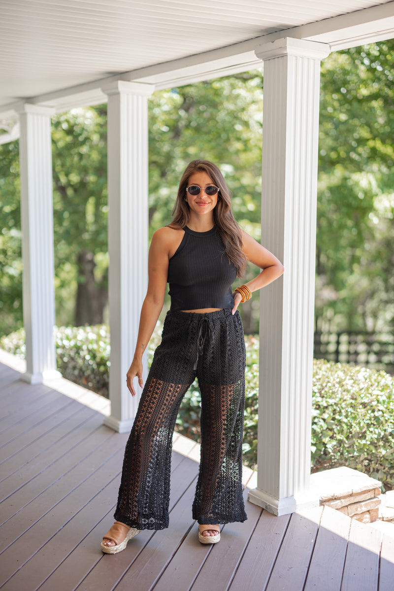 black crochet resort beachy pants