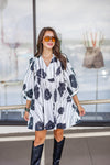 black white long sleeve babydoll dress