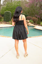 black graduation mini dress