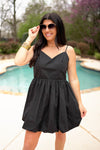 black graduation mini dress