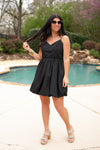 black graduation mini dress