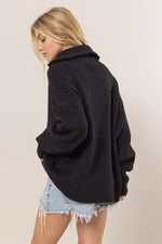 black oversized half zip sweater pullover